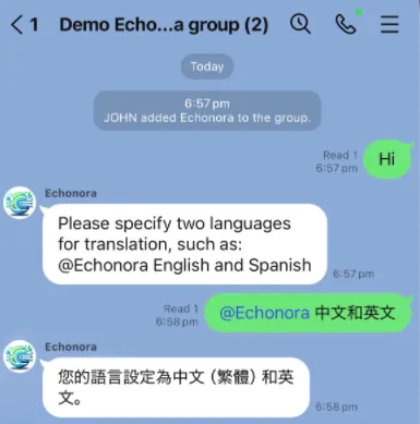 Echonora set languages