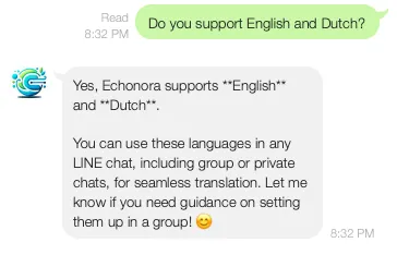check Echonora support languages