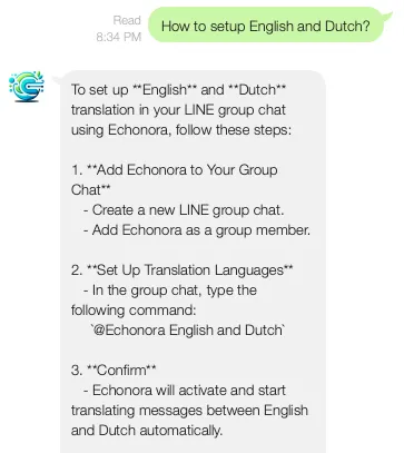 setup Echonora langugages